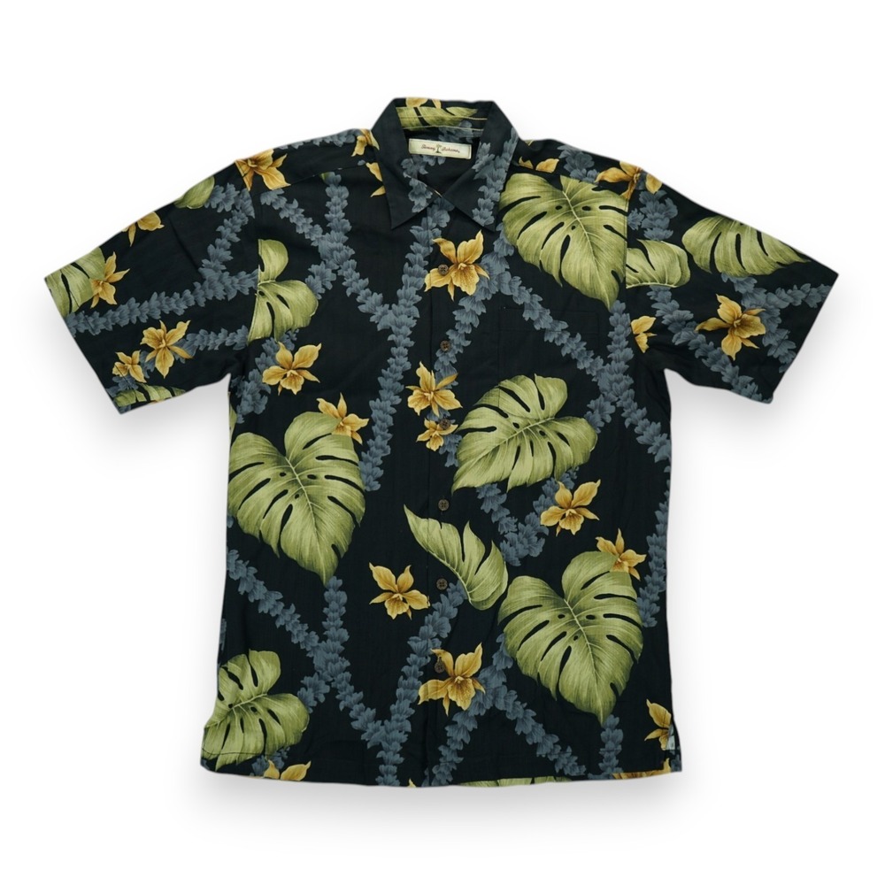 Tommy Bahama Hawaiian Mens Shirt Small Silk Floral Camp Lounge Short Sleeve  EUC